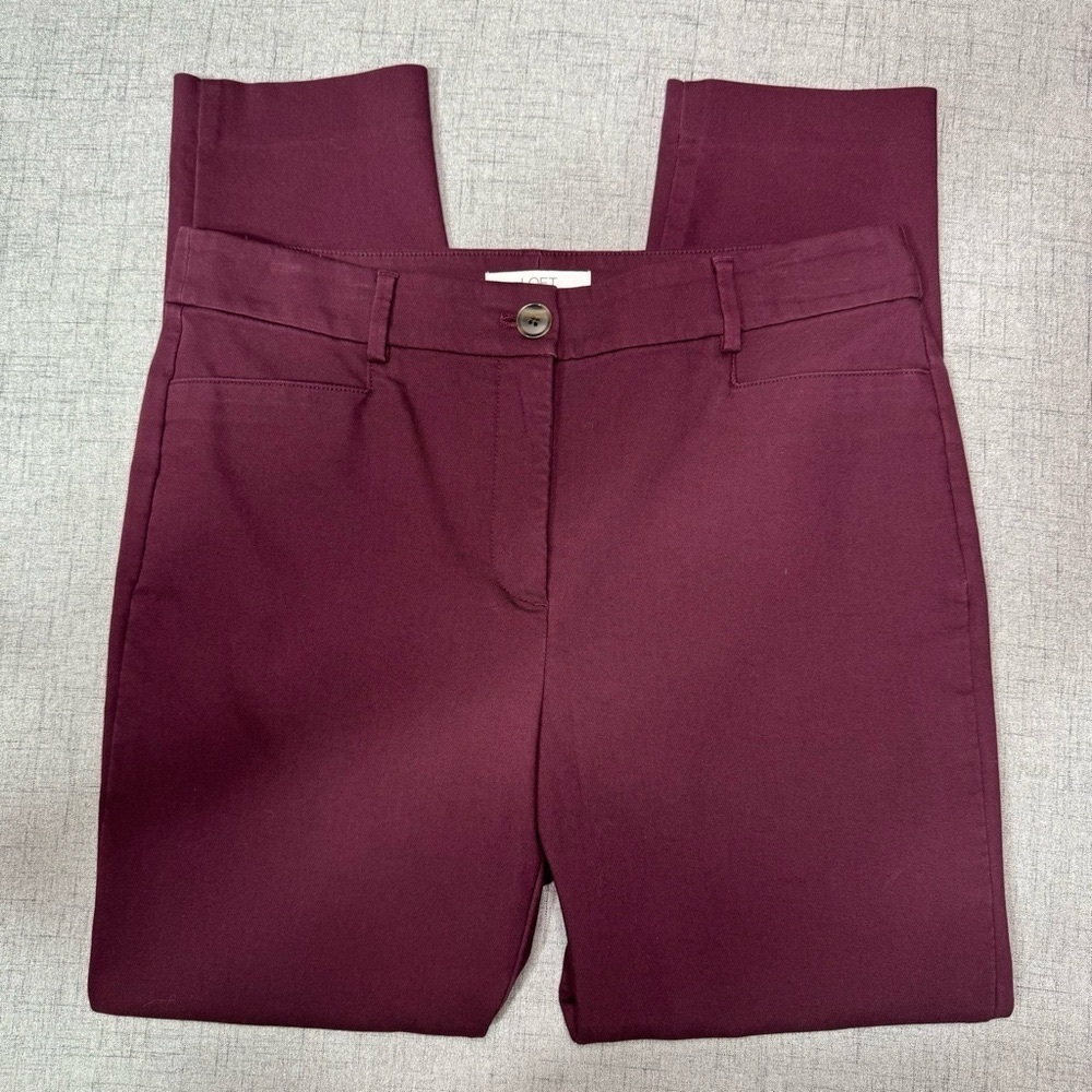 Ann Taylor LOFT The Sutton Skinny Dress Pants in Rich Aubergine Maroon Size 10 - Picture 7 of 10
